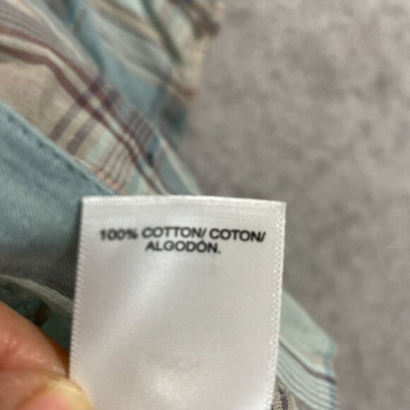 NEW Lucky Brand Womens S Cotton Plaid Smocked-S Ginger Root Plaid Sheer - Picture 6 of 9